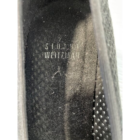 Stuart Weitzman Perforated Suede Pumps Women 8 Black Kitten Heel Career Workwear - Picture 5 of 7